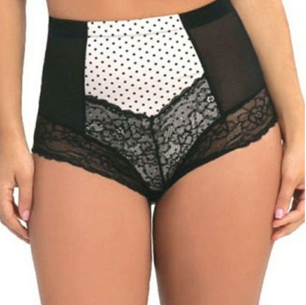 Polka Dot Lace Mid Waist PowerMesh Brief Set of 2